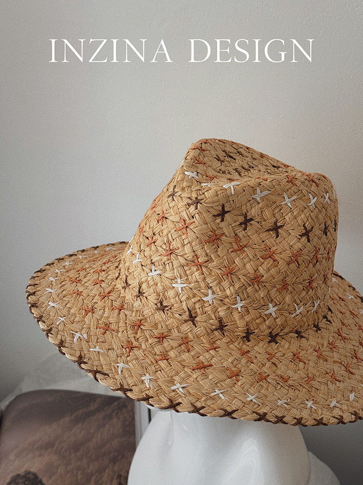 Sterling Retro Personality™ Western Cowboy Style Straw Hat Sun Brim