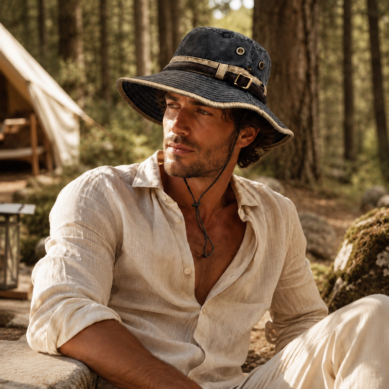 Sterling Nieman Bucket Hat™ Cotton Canvas Sun Hat Belt Detail