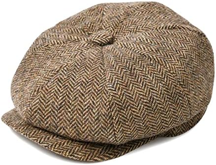 Sterling Bramwell Newsboy Flat Cap™  Wool Blend Eight Panel Herringbone