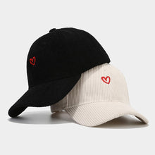 Sterling Heart Corduroy Baseball Cap With Embroidered Detail