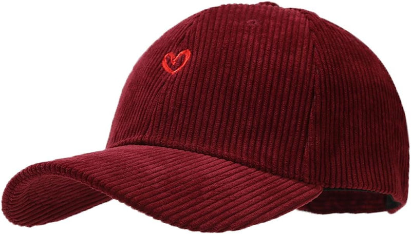 Sterling Heart Corduroy Baseball Cap With Embroidered Detail