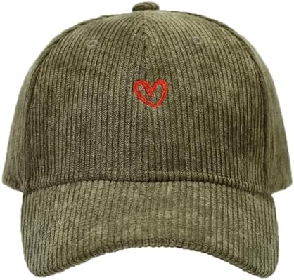 Sterling Heart Corduroy Baseball Cap With Embroidered Detail