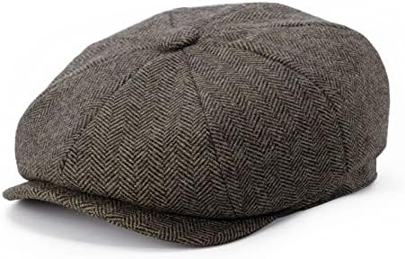 Sterling Bramwell Newsboy Flat Cap™  Wool Blend Eight Panel Herringbone