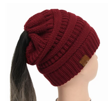 Sterling High Bun™ Beanie Acrylic Cable Knit Hair Opening