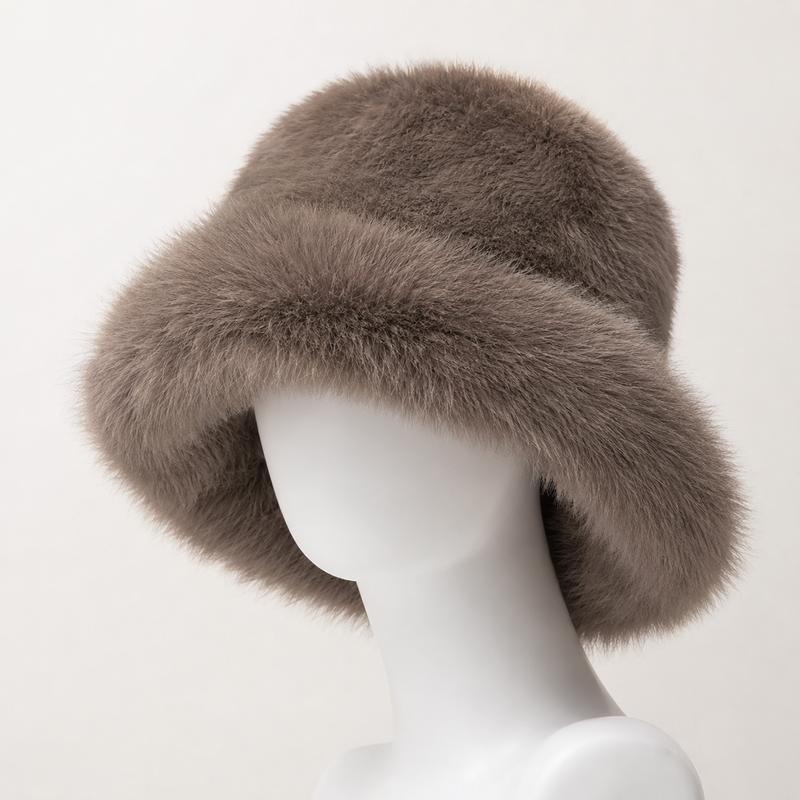 Sterling Solea Winter Bucket Hat™ Faux Mink Plush Bright Yellow