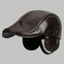 Sterling Gadsen Leather Cap™ Faux Leather Flat Cap With Ear Flaps