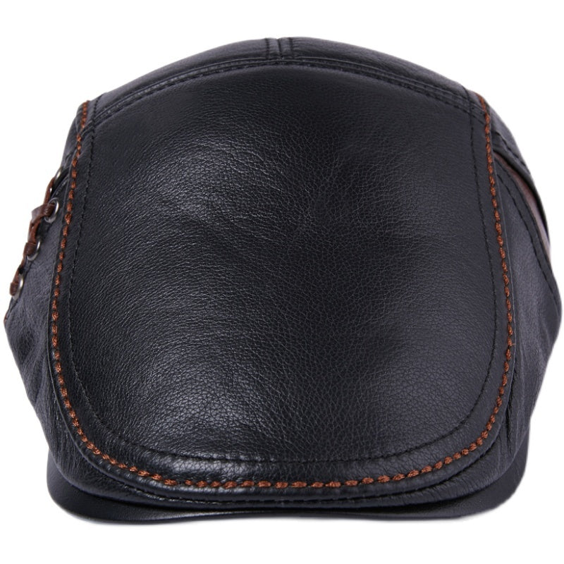 Sterling Leather Cowhide Beret Flat Cap™ Adjustable Back