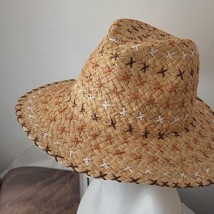 Sterling Retro Personality™ Western Cowboy Style Straw Hat Sun Brim
