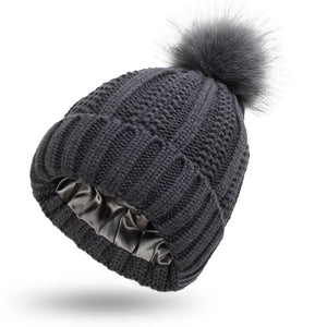 Sterling Élan™ Satin-Lined Wool Pom Beanie