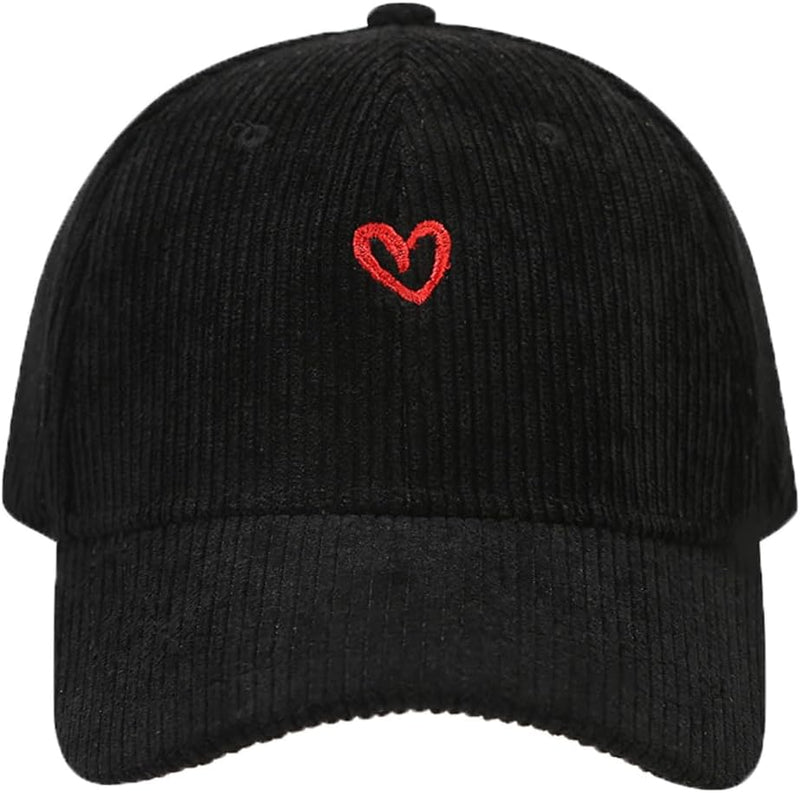 Sterling Heart Corduroy Baseball Cap With Embroidered Detail