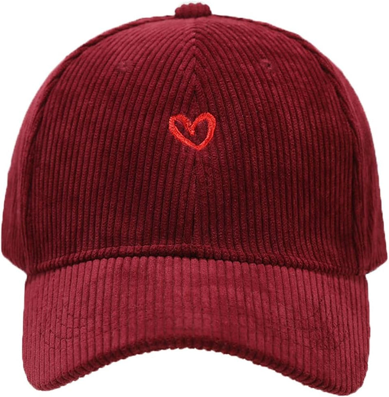 Sterling Heart Corduroy Baseball Cap With Embroidered Detail
