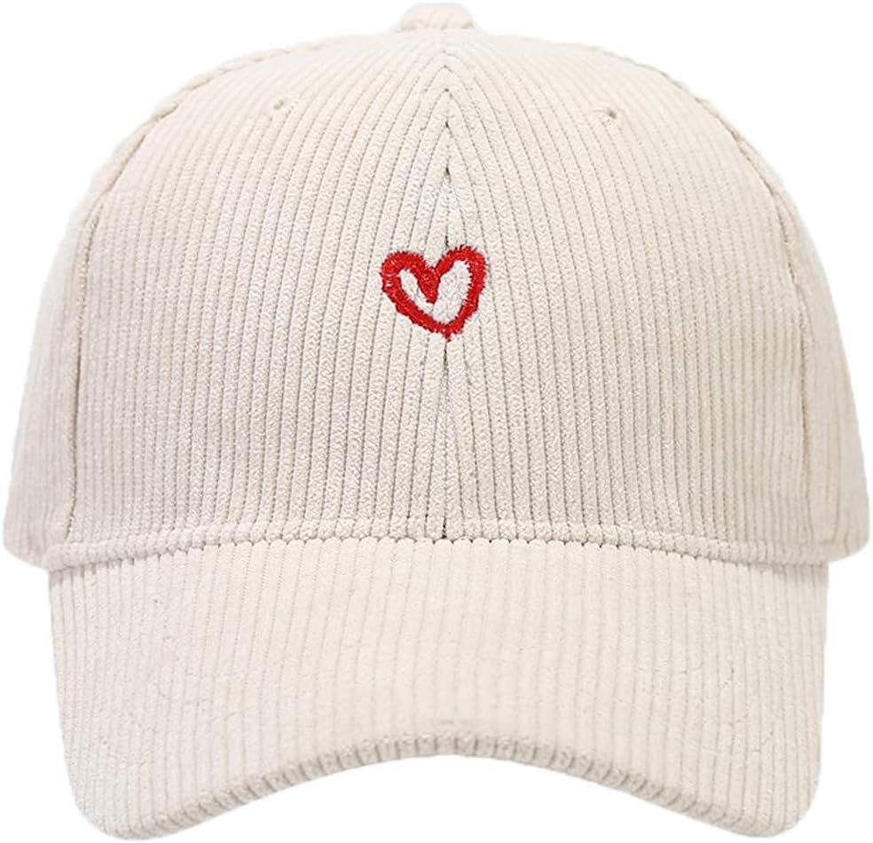 Sterling Heart Corduroy Baseball Cap With Embroidered Detail