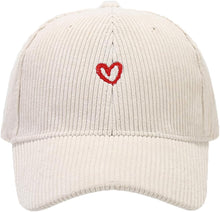 Sterling Heart Corduroy Baseball Cap With Embroidered Detail