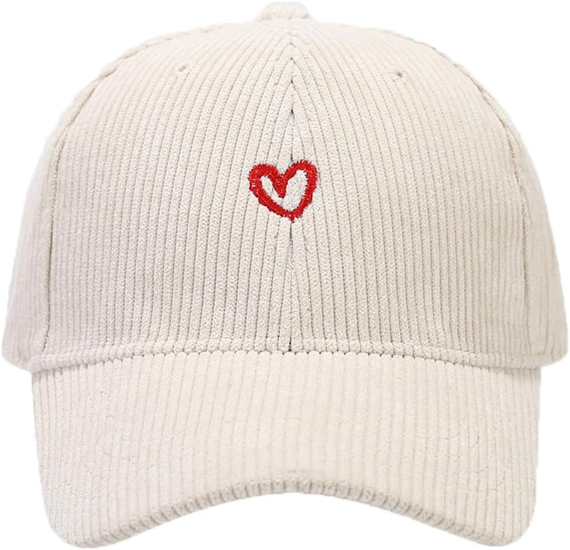 Sterling Heart Corduroy Baseball Cap With Embroidered Detail