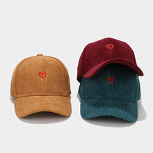 Sterling Heart Corduroy Baseball Cap With Embroidered Detail