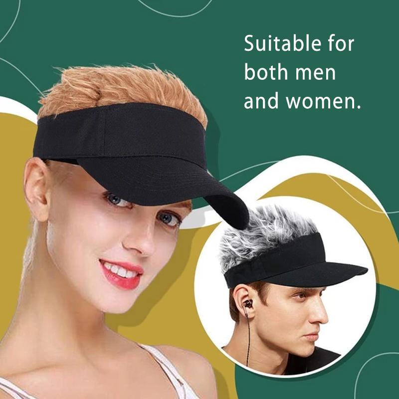 Sterling Flair Hair Sun Visor Cap™ Faux Hair Fabric Brim