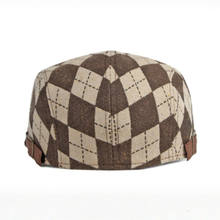 Sterling Larson Checker Cap™ Cotton Blend Flat Cap Leather Trim  Product De