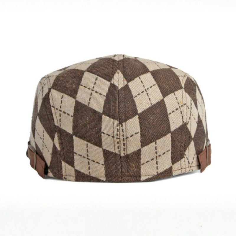 Sterling Larson Checker Cap™ Cotton Blend Flat Cap Leather Trim  Product De