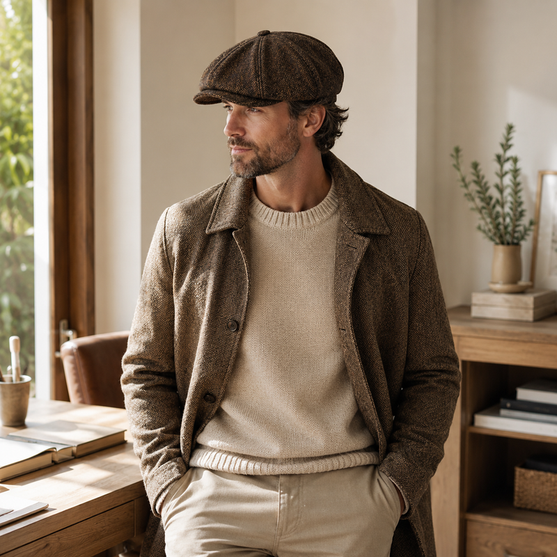 Sterling Ashbourne Newsboy Cap™ In Wool Blend With Octagonal Crown