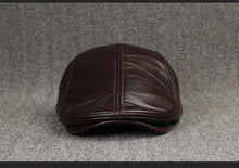 Sterling Cowhide™ Leather Beret Flat Cap Ear Detail