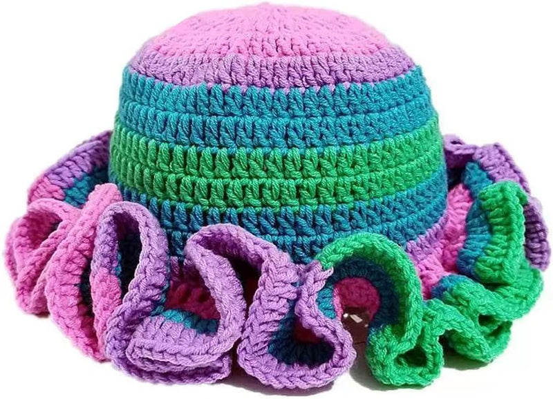 Sterling Foldable Polyester Crochet Bucket Hat™ With Ruffled Brim