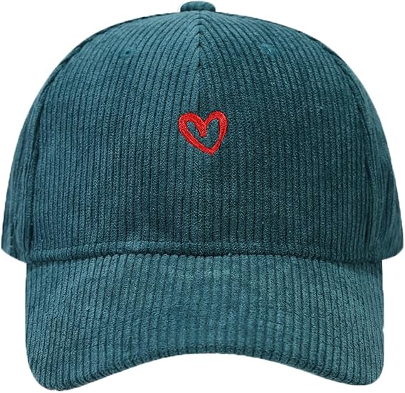 Sterling Heart Corduroy Baseball Cap With Embroidered Detail