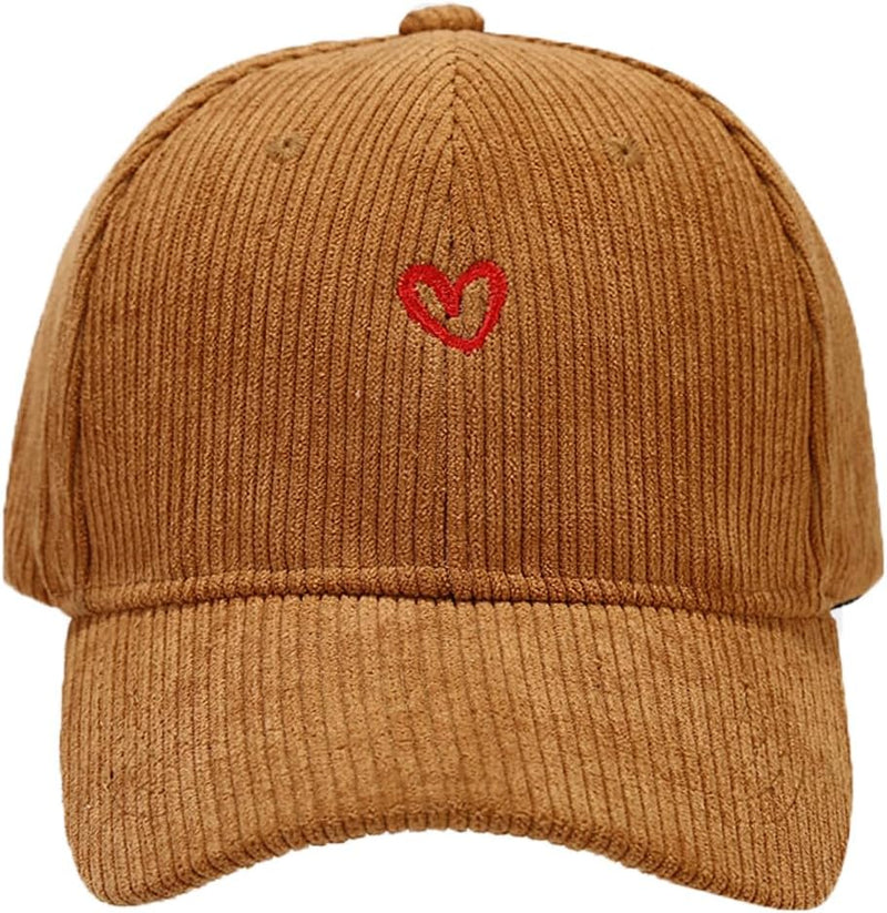 Sterling Heart Corduroy Baseball Cap With Embroidered Detail