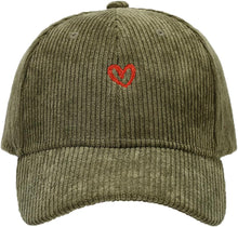 Sterling Heart Corduroy Baseball Cap With Embroidered Detail