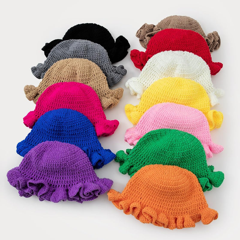 Sterling Foldable Polyester Crochet Bucket Hat™ With Ruffled Brim