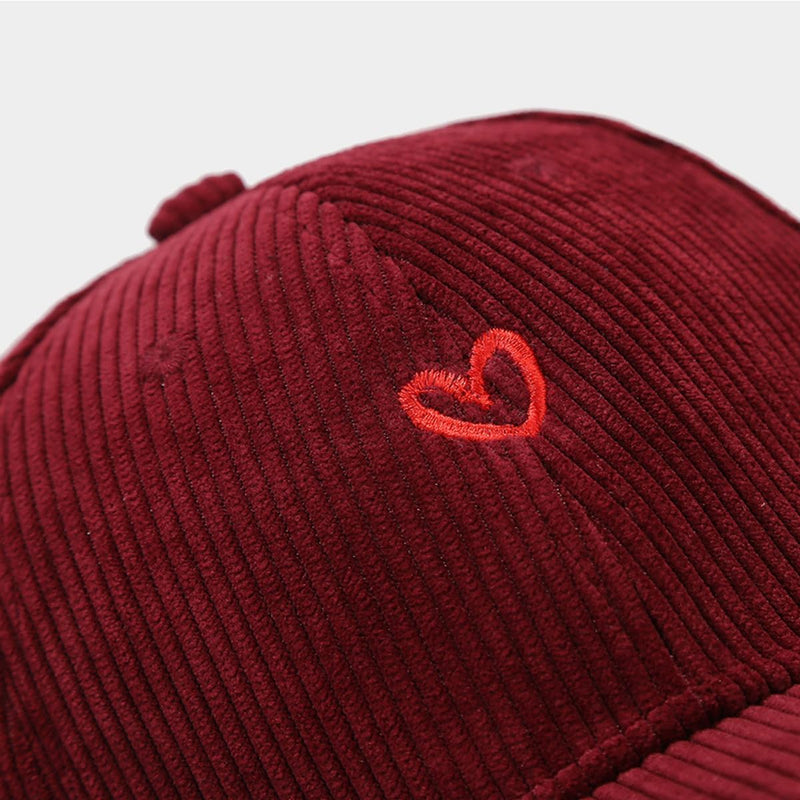 Sterling Heart Corduroy Baseball Cap With Embroidered Detail