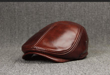 Sterling Cowhide™ Leather Beret Flat Cap Ear Detail
