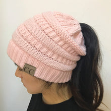 Sterling High Bun™ Beanie Acrylic Cable Knit Hair Opening