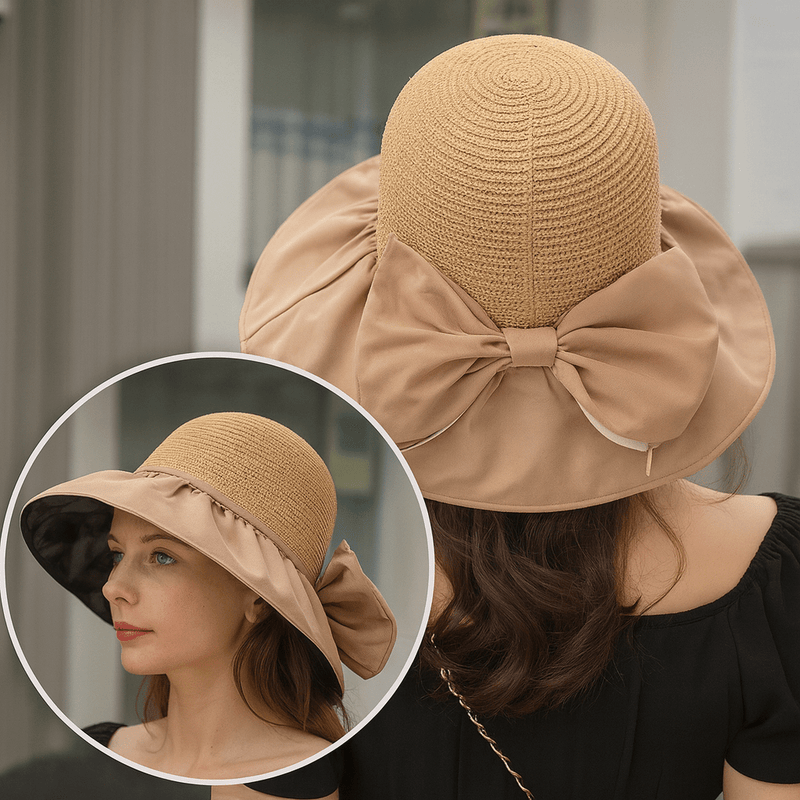 Sterling Promenade™ Wide Brim Straw Sun Hat Bow Detail