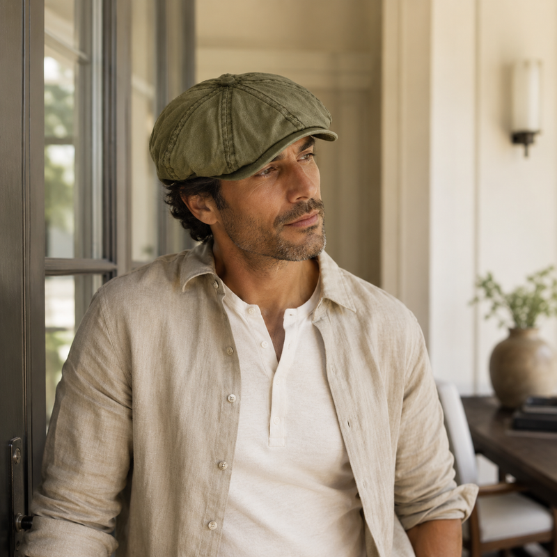 Sterling™ Washed Cotton Newsboy Cap with Short Visor