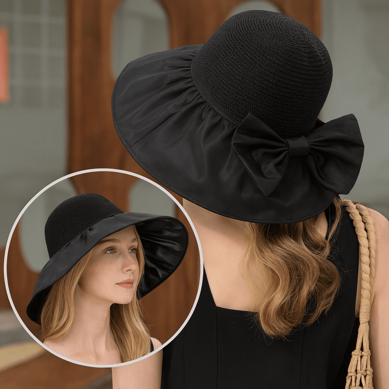 Sterling Promenade™ Wide Brim Straw Sun Hat Bow Detail