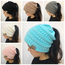 Sterling High Bun™ Beanie Acrylic Cable Knit Hair Opening