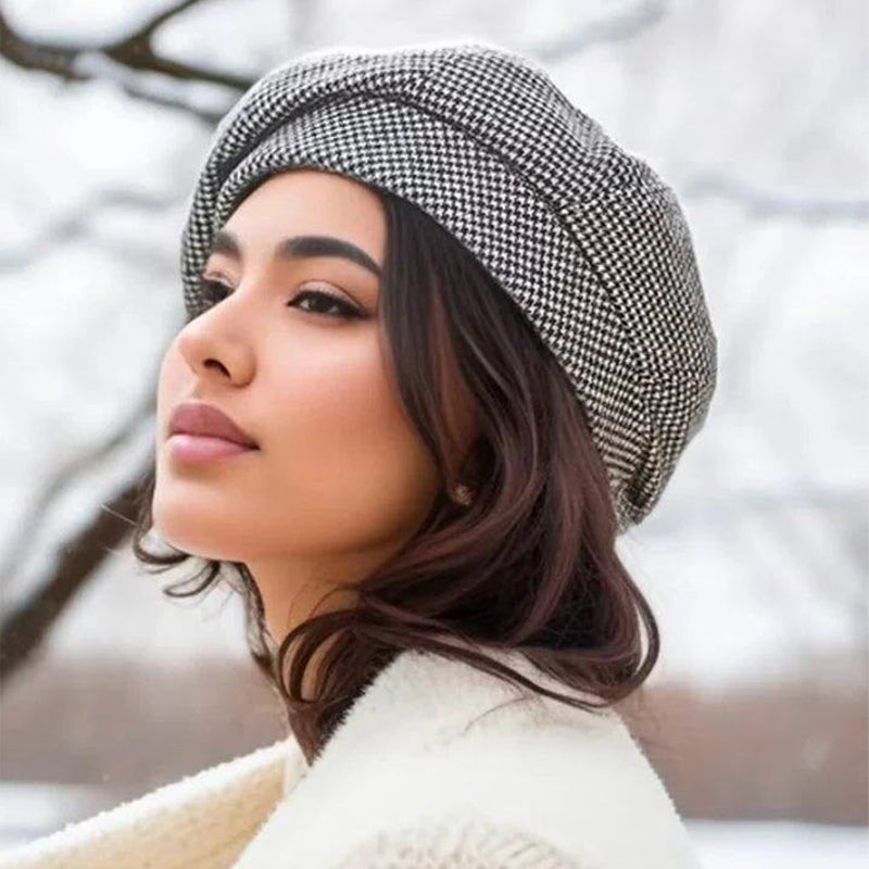 Sterling Cozy Soft-touch Beret™ Soft Knit Checkered Edge