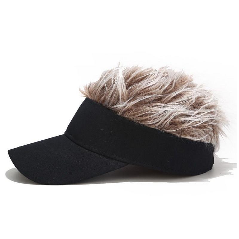 Sterling Flair Hair Sun Visor Cap™ Faux Hair Fabric Brim