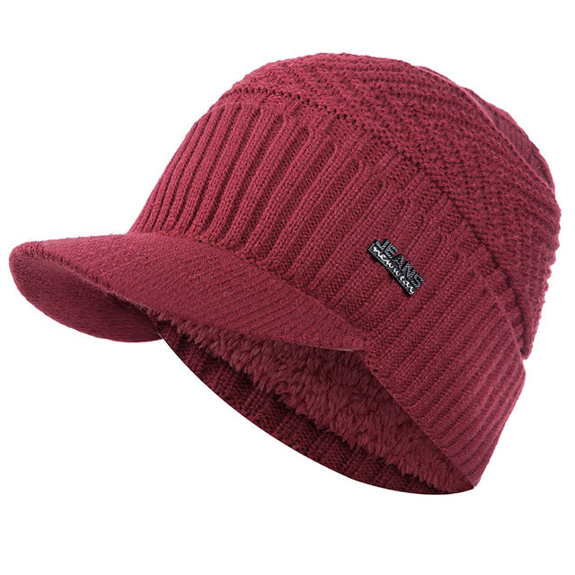 Sterling Fur Lined™ Beanie Visor Knit Cap Plush Ear Coverage