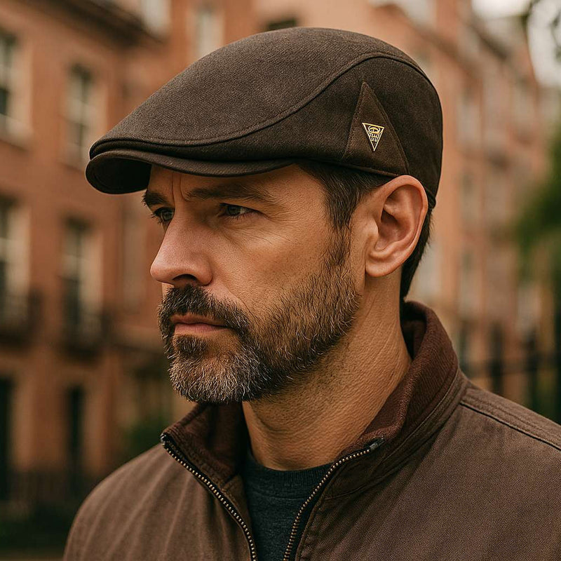 Sterling Retro Beret Flat Cap™ Soft Fabric Short Brim