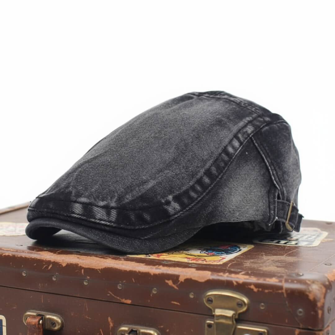 Sterling Washed Denim Flat Cap™ Low Crown Denim Side Mesh