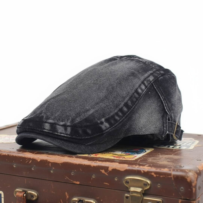 Sterling Washed Denim Flat Cap™ Low Crown Denim Side Mesh