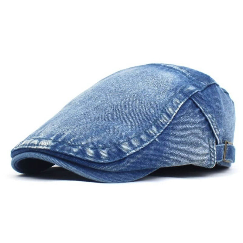 Sterling Washed Denim Flat Cap™ Low Crown Denim Side Mesh