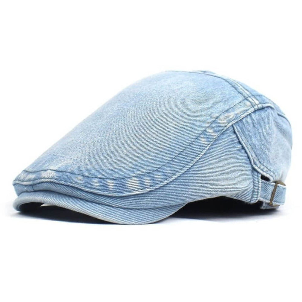 Sterling Washed Denim Flat Cap™ Low Crown Denim Side Mesh