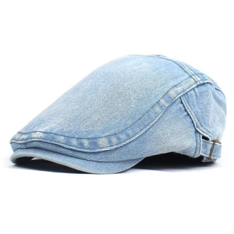 Sterling Washed Denim Flat Cap™ Low Crown Denim Side Mesh