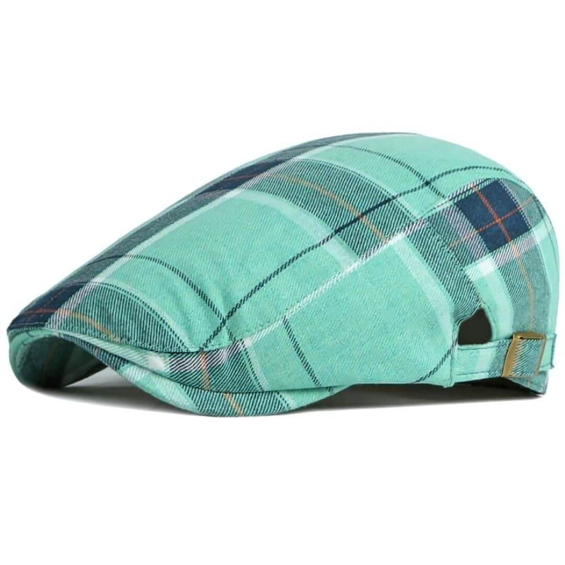 Sterling Plaid Cotton Flat Cap™ Low Crown Cotton Yellow Plaid