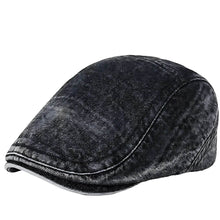 Sterling Washed Denim Flat Cap™ Low Crown Denim Panel Stitch