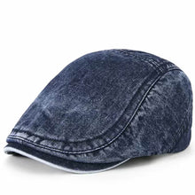 Sterling Washed Denim Flat Cap™ Low Crown Denim Panel Stitch