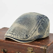 Sterling Washed Denim Flat Cap™ Low Crown Denim Panel Stitch