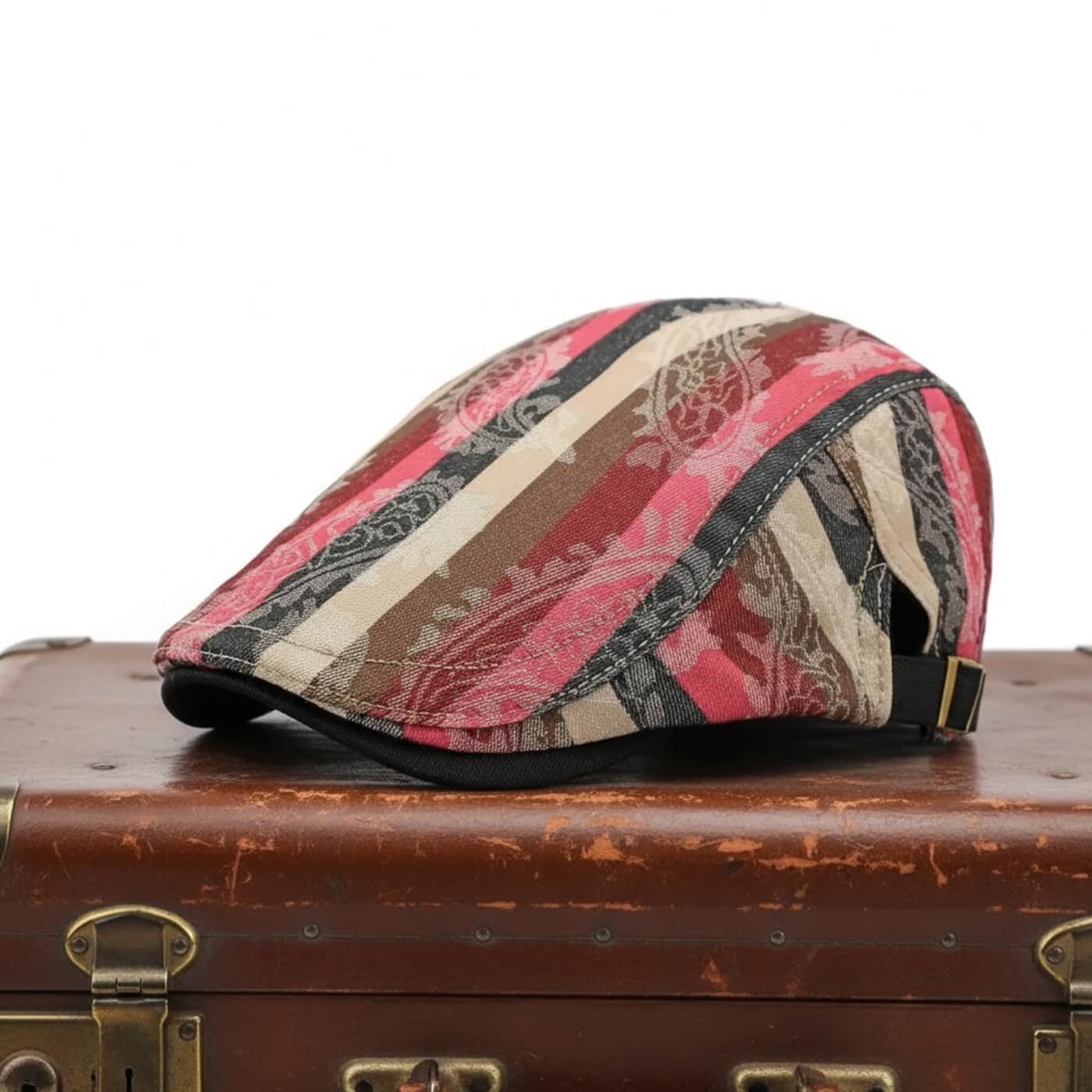 Sterling Striped Flat Cap™ Ivy Textile Angled Stripe Pattern